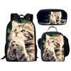 Classico Popolare Novità Divertente Gattino Gatto Stampa 3D 3pz/Set pupilla Zaini Scolastici Zaino Daypack per Laptop Borsa Pranzo Astuccio