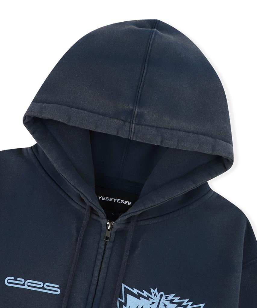Yeseyesee Y.E.S Painted Zip-Up Hoodie Navy