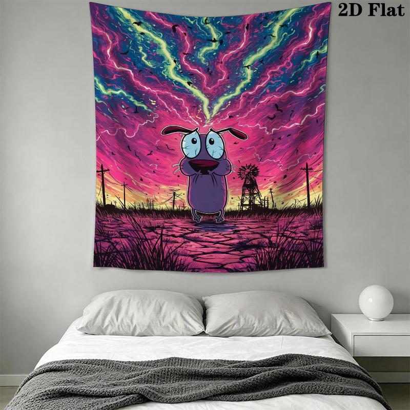 Courage the Cowardly Dog Wall Tapestry Aesthetic Wall Hanging Printed Fabric Blanket Decorative Tapestries for Bedroom Living Room Home Decor