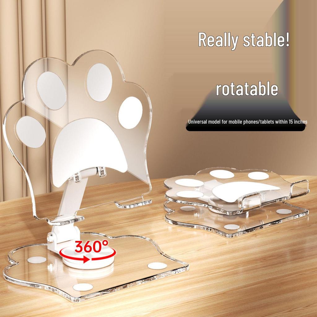 Cat Paw 360° Rotating Folding Phone & Tablet Stand: Essential for Binge-Watching & Multi-Functional Desk Use