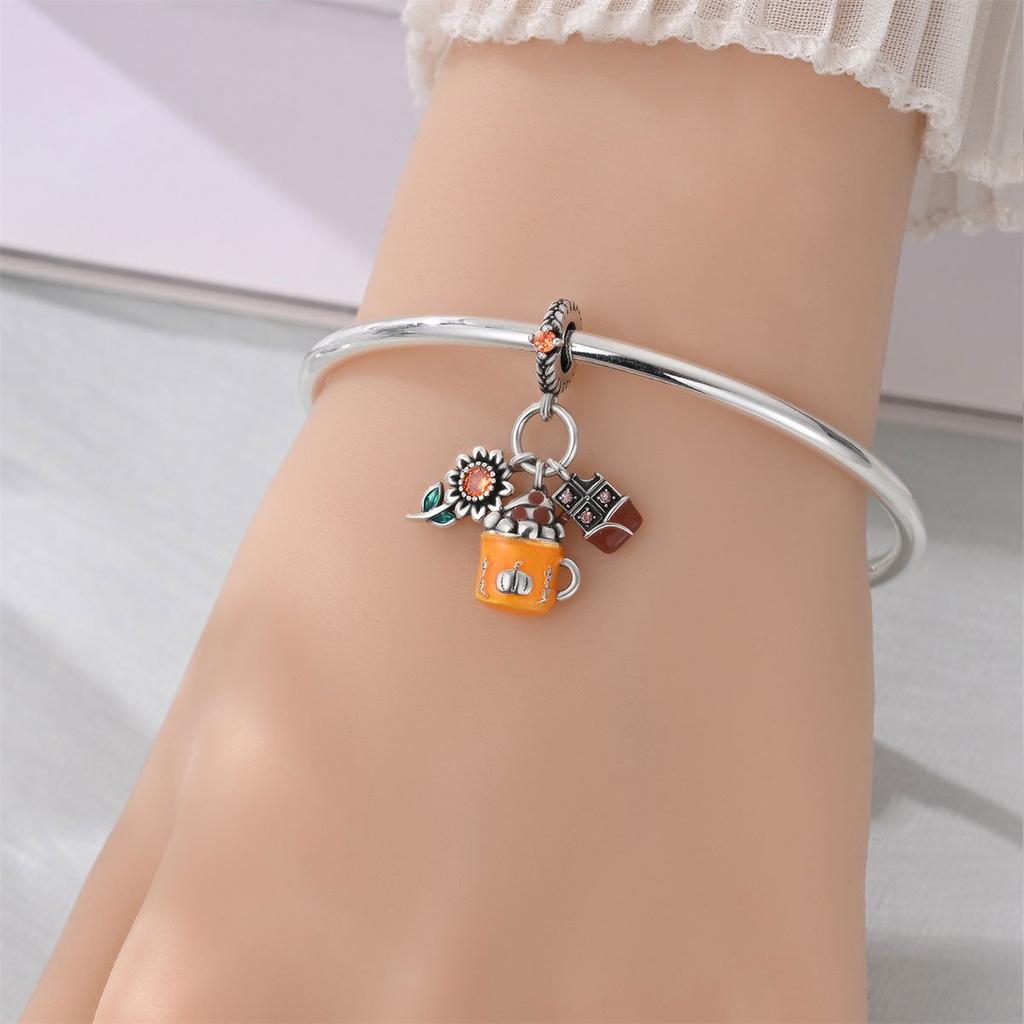 S925 Silver Fall Necklace DIY Handmade Jewelry with Pumpkin Acorn Maple Leaf Pendant Beads Fashion Accessories