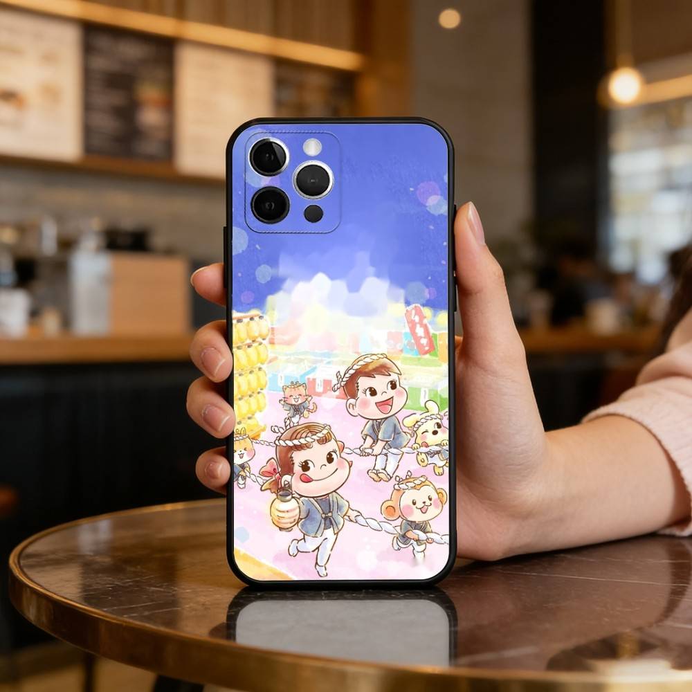 

F-Fujiya-Milkys-Peko-C-Chan Phone Case For iPhone 17,16,15,14,13,12,11 Plus,Pro Max,Soft Silicone Black Cover iPhone17