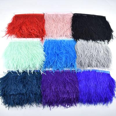1meters Natural Real Ostrich Feather Trim 8 -10cm Skirt Fringe Feathers Ostrich Plumes Ostrich Feather Ribbon Wedding Decoration 
