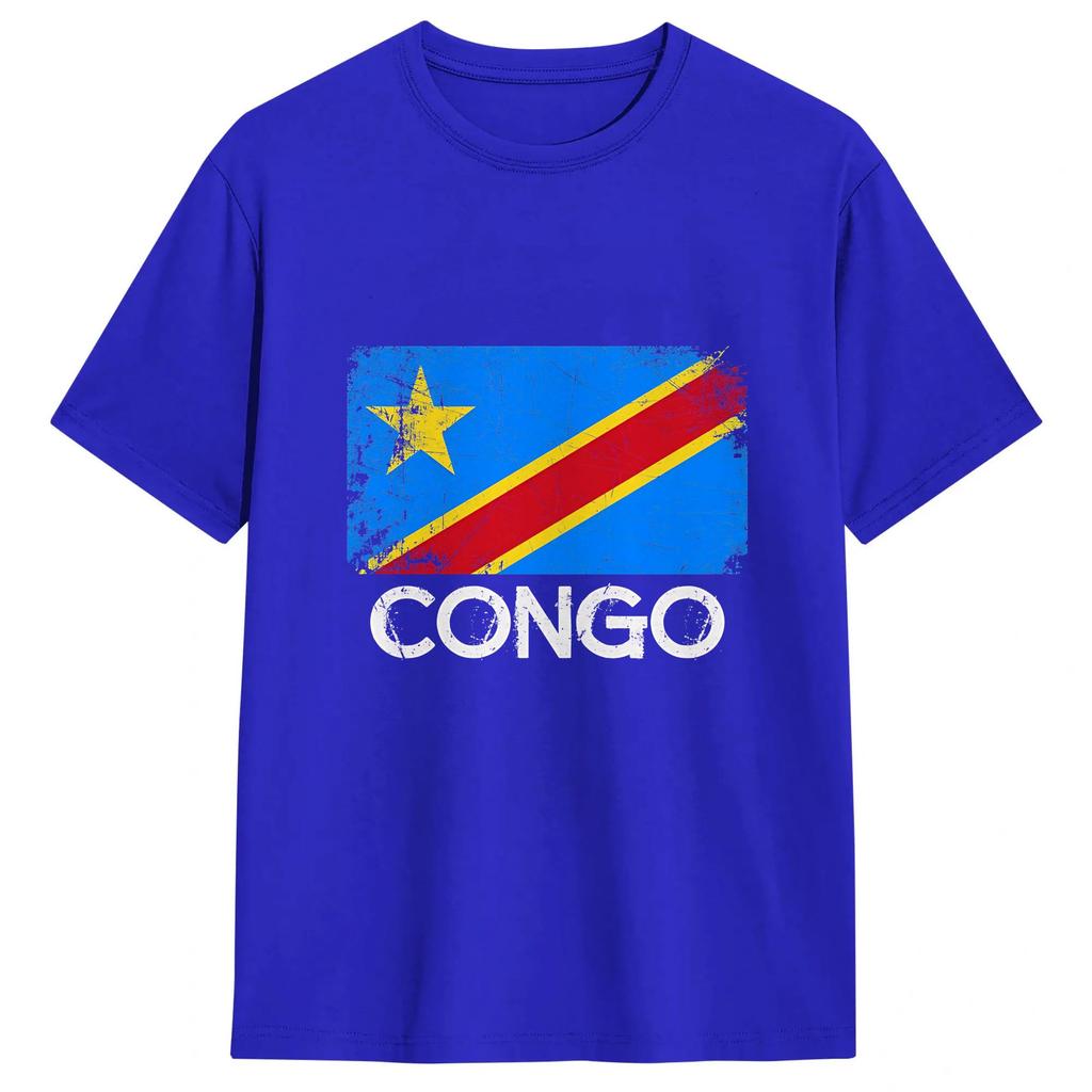 Congo Flag Unisexs T Shirts Crazy Tees Short Sleeve Crew Neck Tshirt 100 Cotton 6xl Clothing