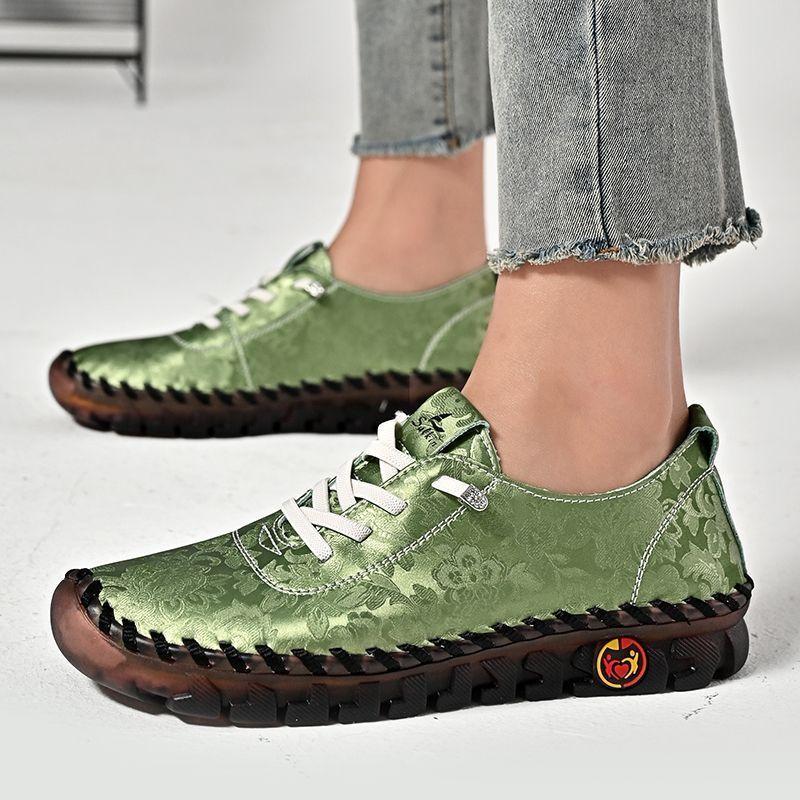 Fashion New designer oxford shoes split leather woman lug sole anti skid flats lace up slip on shoes 43 44 women's orthopedic moccasins