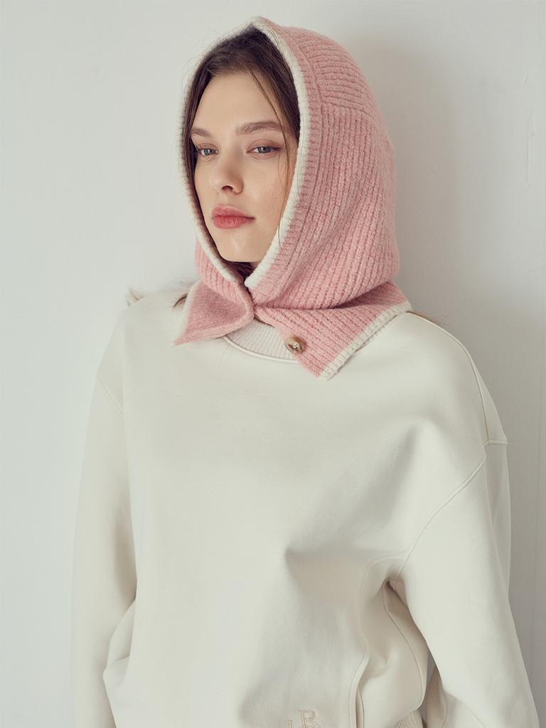 LORDLOAR Knit Button Balaclava Pink