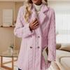 Popular Women's Plush Coat Comfortable Casual Warm Suit Collar Double-breasted Mid-length Coat