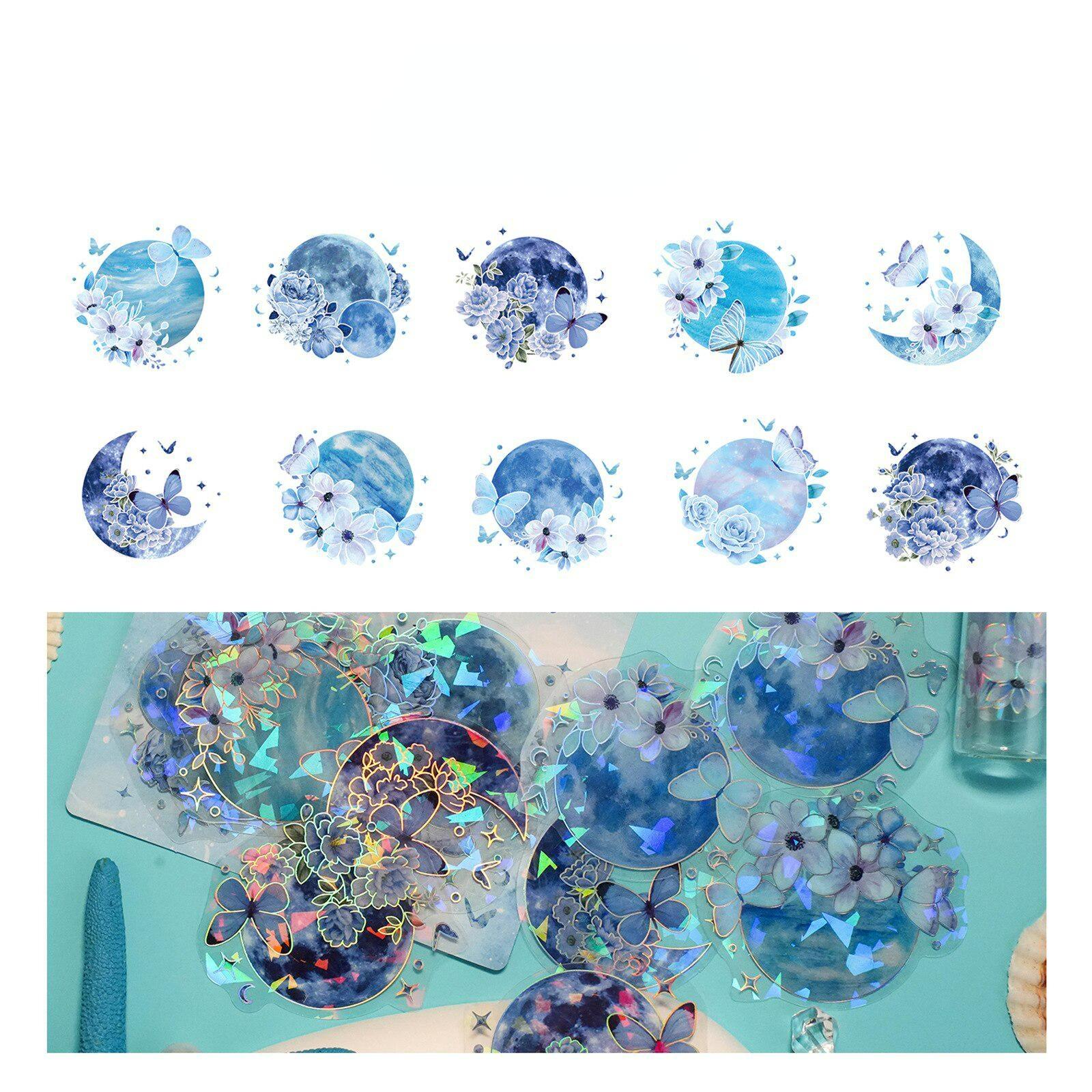 

20 шт., лазерная звезда, луна, цветок, серия стикеров, сделай сам, искусство, скрапбукинг, креативный материал, этикетка, дневник, телефон, декоративные наклейки для журналов синий