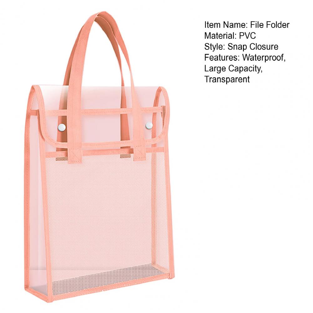 A4 Expandable File Folder With Snap Closure Transparent Plastic Waterproof Pouch Portable Documents Tote Bag For Office School