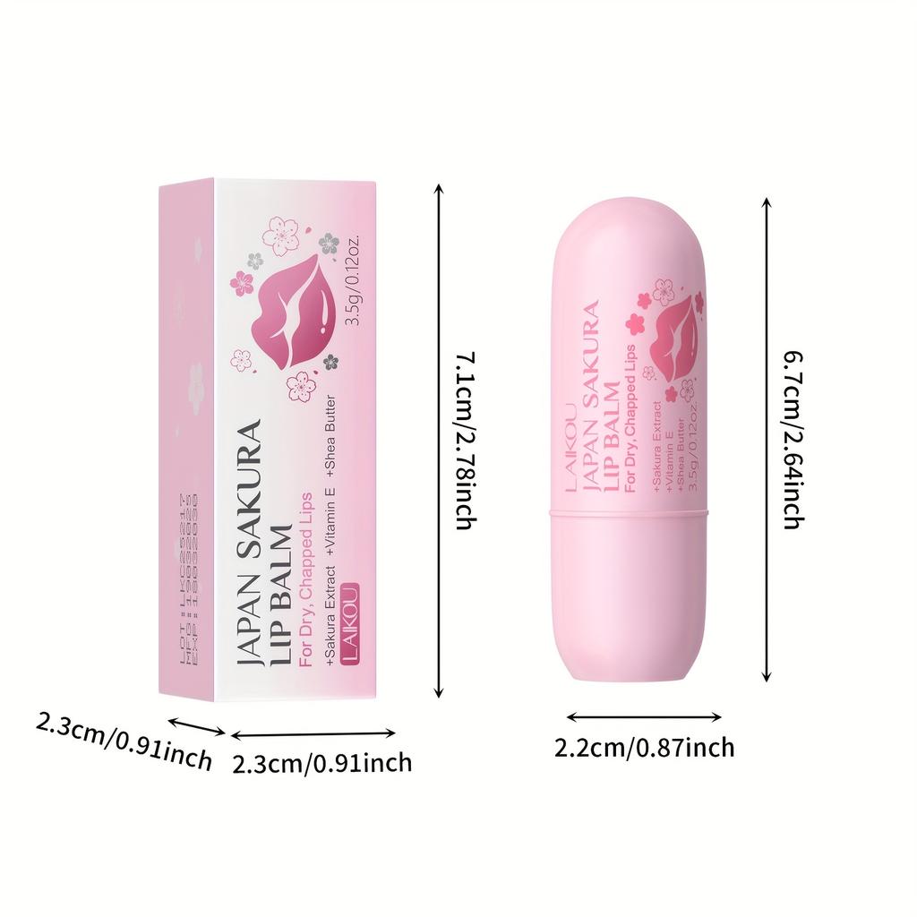 Japanischer Kirschblüten-Lippenbalsam, Reich an Kirschblüten-Essenz, Tiefenwirksam feuchtigkeitsspendend, Lang anhaltende Hydratation, Vitamin E, Fruchtiger Lippenstift