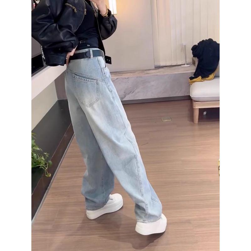 Plus Size White Straight Leg Jeans for Women - Autumn 2025 Slimming Loose Fit Pants for Curvy Girls