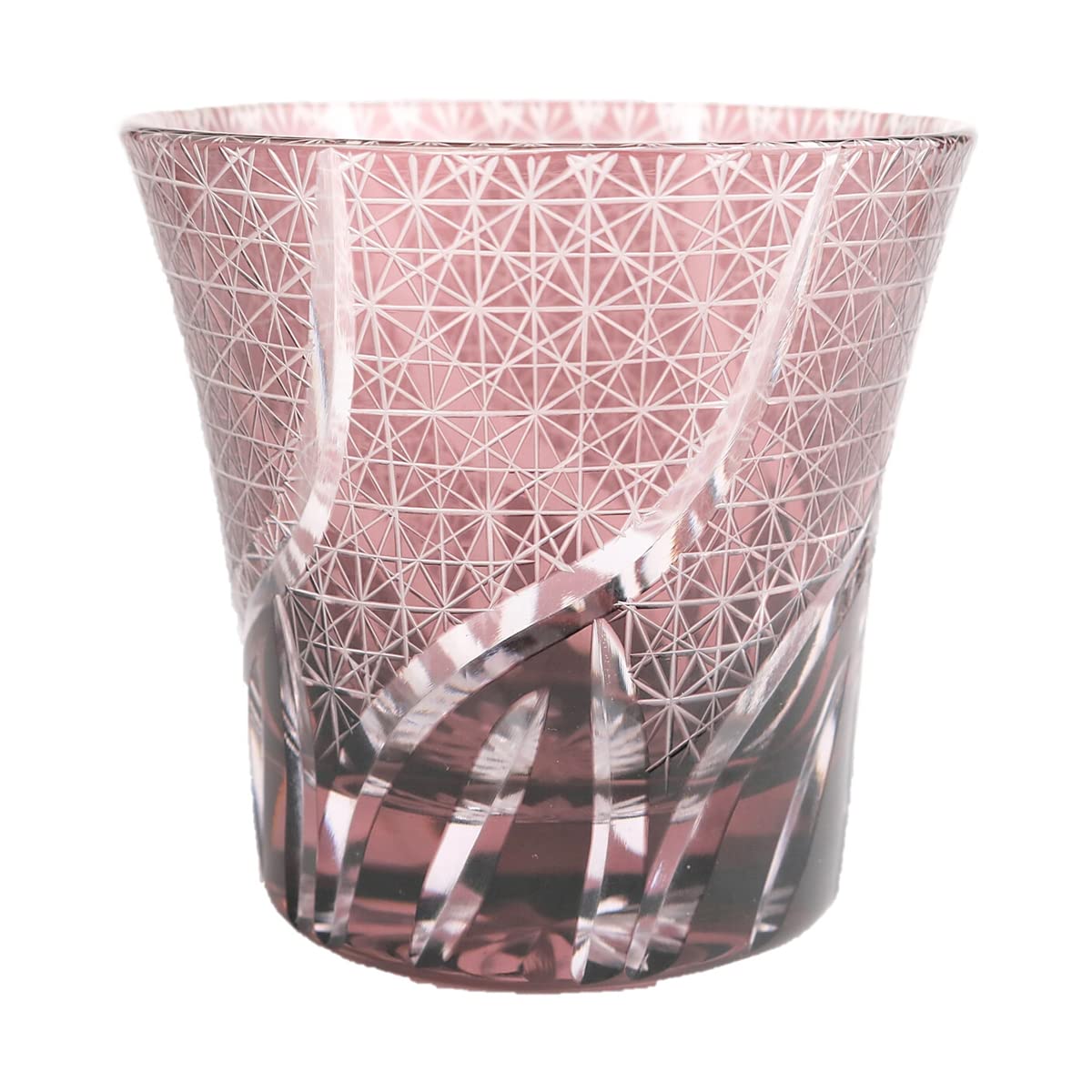 

Nostalgia Kiriko Glass Ranbori Komon with Bottom by Current Model J-kitchens Cup, 94xH85mm, 240cc, (Small Pattern) Purple, Engraving, Bisho,