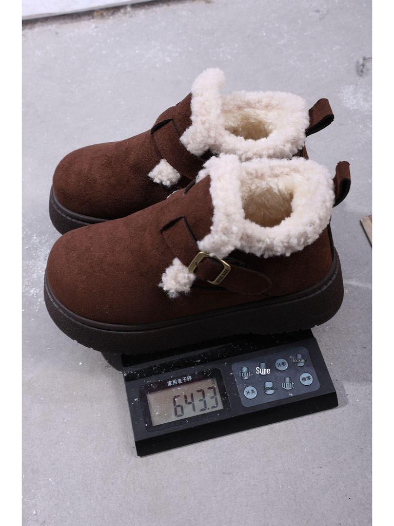 Birkenstock Damen 2025 Fleece-gefütterte Winter-Loafer mit dicker Sohle: Warme, pelzige, lässige Schneestiefel