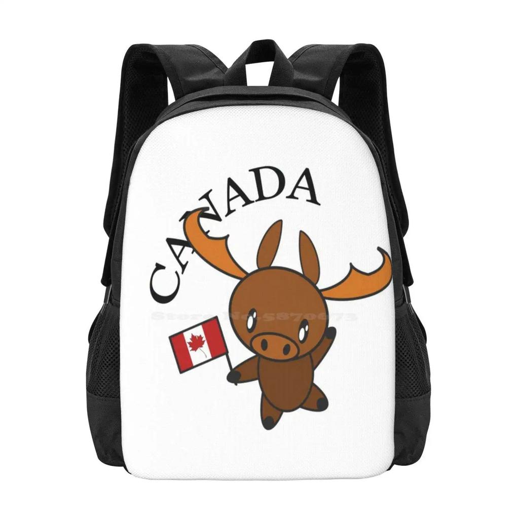 Dancing Canadian Moose Hot Sale Backpack Fashion Bags Canada Moose Cute Animal Kawaii Funny Creature Canadian Candian Flag
