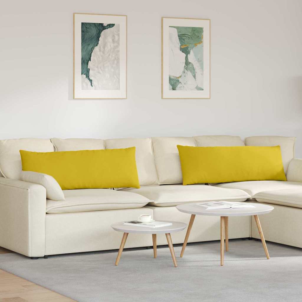 Sofa Cushions 2 Pcs Yellow 120 X 40 Cm Cord Fabric