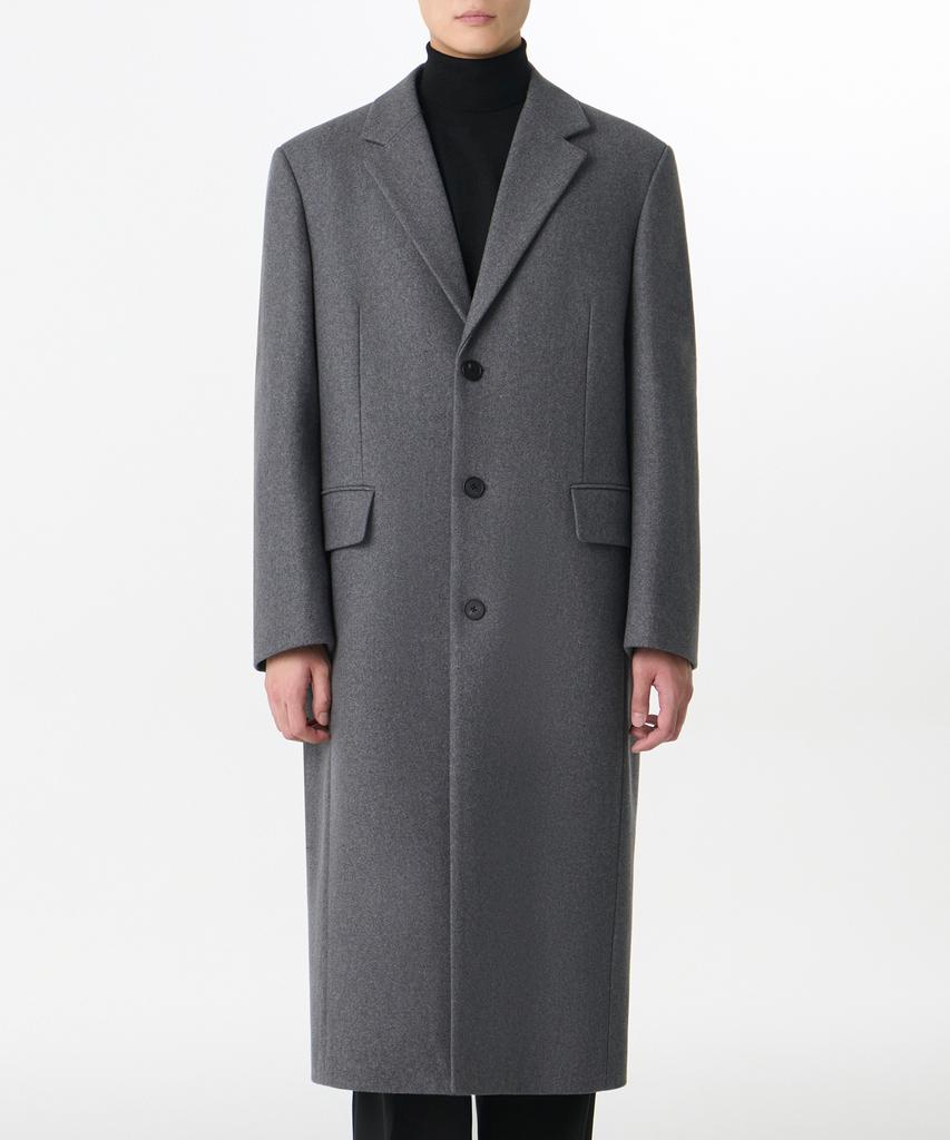 Musinsa Standard Fortex Felt Daddy Shoulder Single Long Coat [Medium Grey]