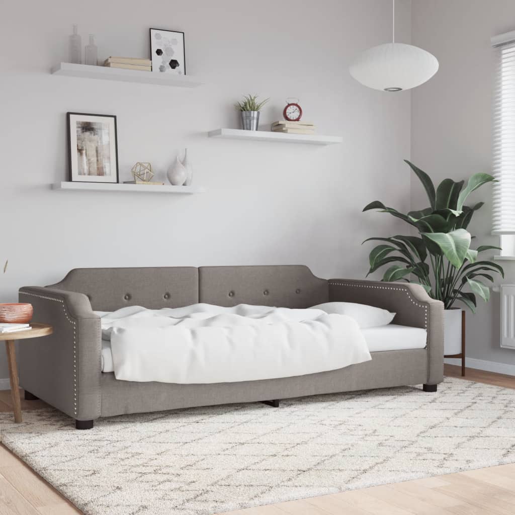 Vidaxl Sofa mit Schlaffunktion, Farbe Taupe, 90x200 cm, Stoffbezogen