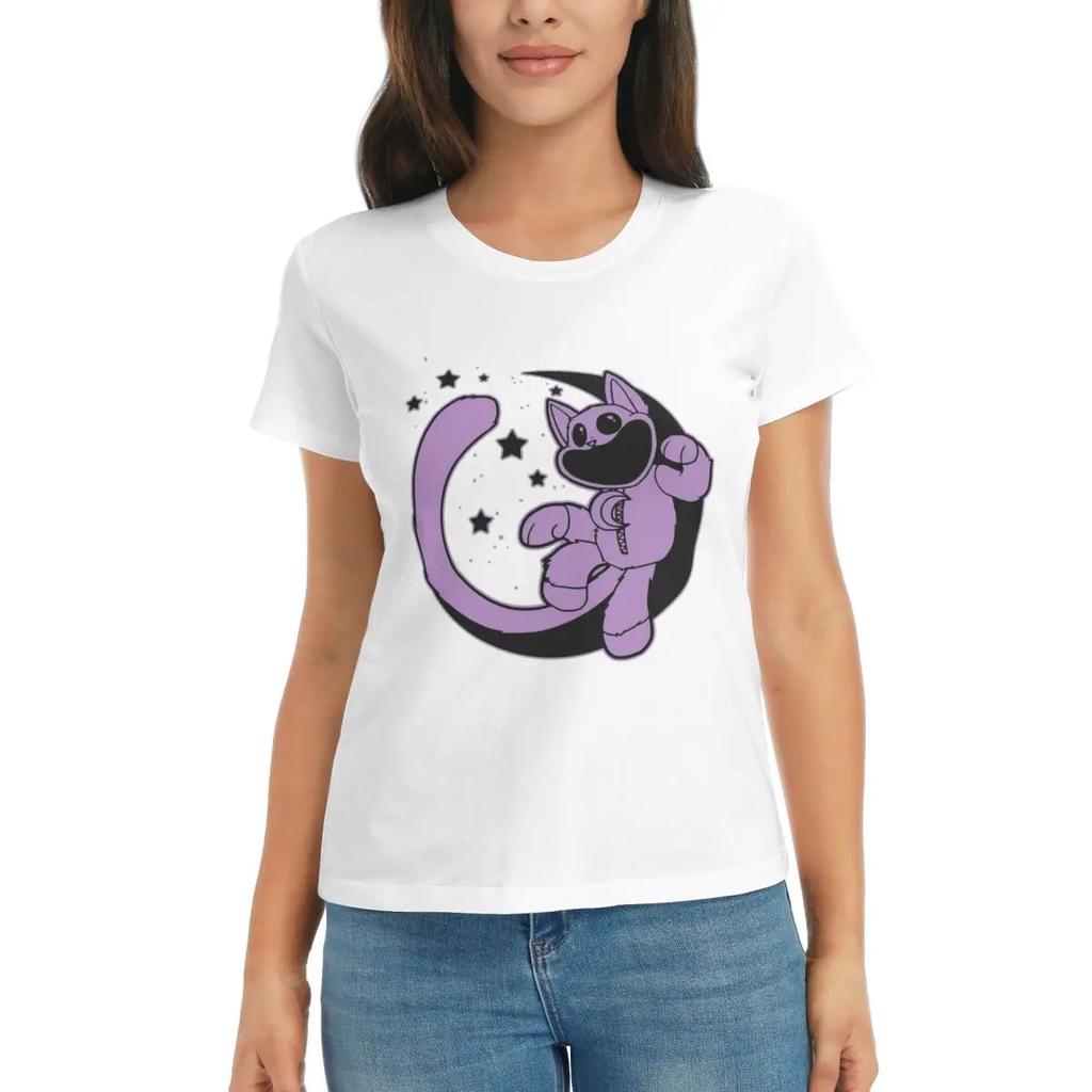 Damen T-Shirt CATNAP Monster Sommer Kurzarm T-Shirts Rundhals Baumwolle T-Shirts Kleidung Tops Streetwear