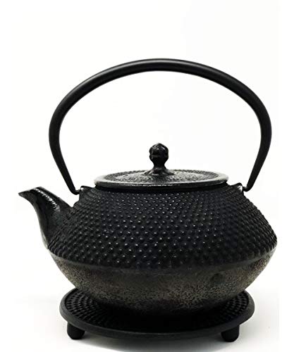 [Perfect Bottle Holder Set] Iron Supplement Nanbu Iron Kettle 800ml (No Enamel) / Nanbu Ironware Teapot (Kitsuko) Made in Japan with Arare Pattern