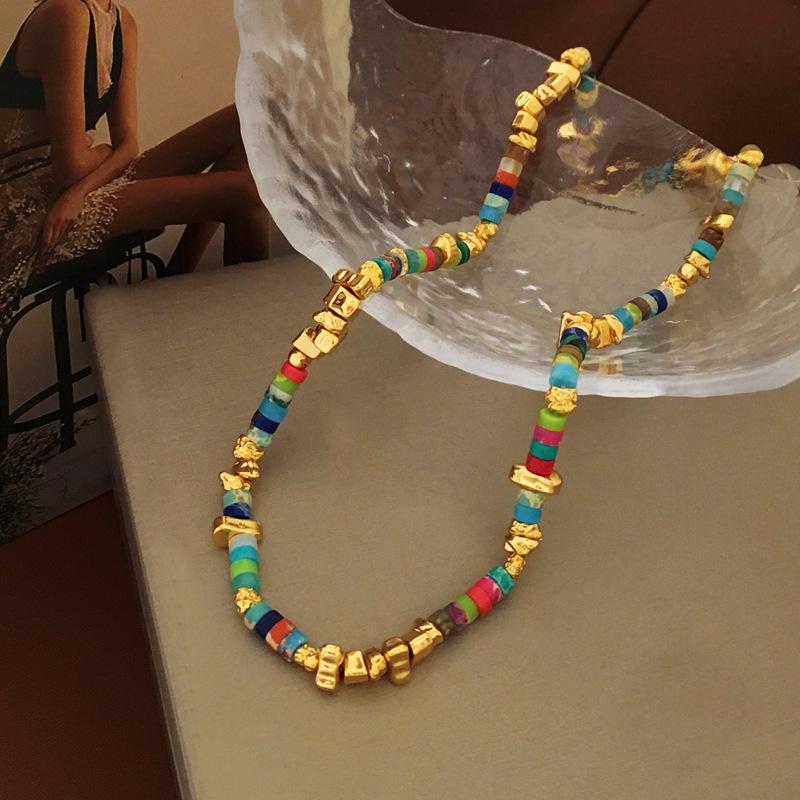 Retro Bohemian Stone Beaded Choker Necklace for Women