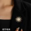 Fashion Rhinestone Jewelry Golden Color Sun Totem Brooches for Women Men Coat Clothing Crystal Sun Flower Brooch Pins