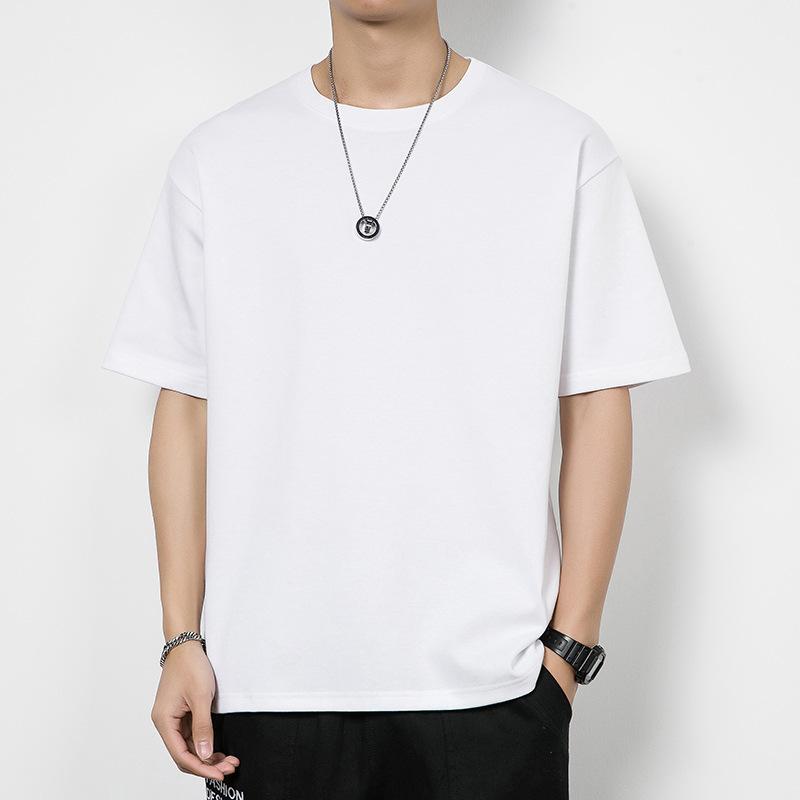 

Men s Oversized Solid Color Crew Neck T-Shirt, Loose Fit Casual Tee, Breathable Cotton Blend Summer Streetwear Top S білий