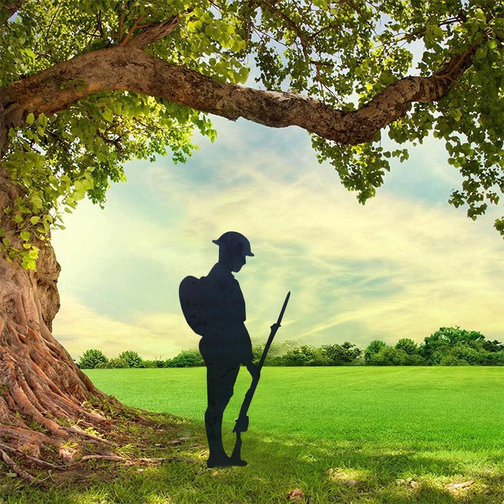 Metal Soldier Garden Courtyard Ground Insert Garden Decoration Ground Insert Garden Courtyard Lawn Decoration for Garden Party