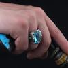 Men's Rings With Square Gemstones In Various Colors, Colored, Blue, Yellow, Suitable For Everyday Wear