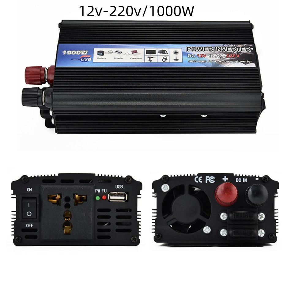 500W/1000W/2000W Portable Car Power Inverter 12V/24V To 220V Power Converter Household Sine Wave Voltage Transformer