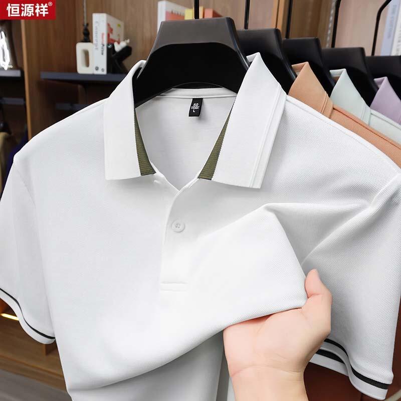 Hengyuanxiang Men s Color-Block Lapel Polo Shirt 2XL
