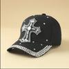 Unisex Baseballkappe mit Strasskreuz, Bling Kristall Nieten Verstellbare Dad Hat, Punk Y2K Trendige Modische Sonnenkappe Für Männer Frauen Streetwear