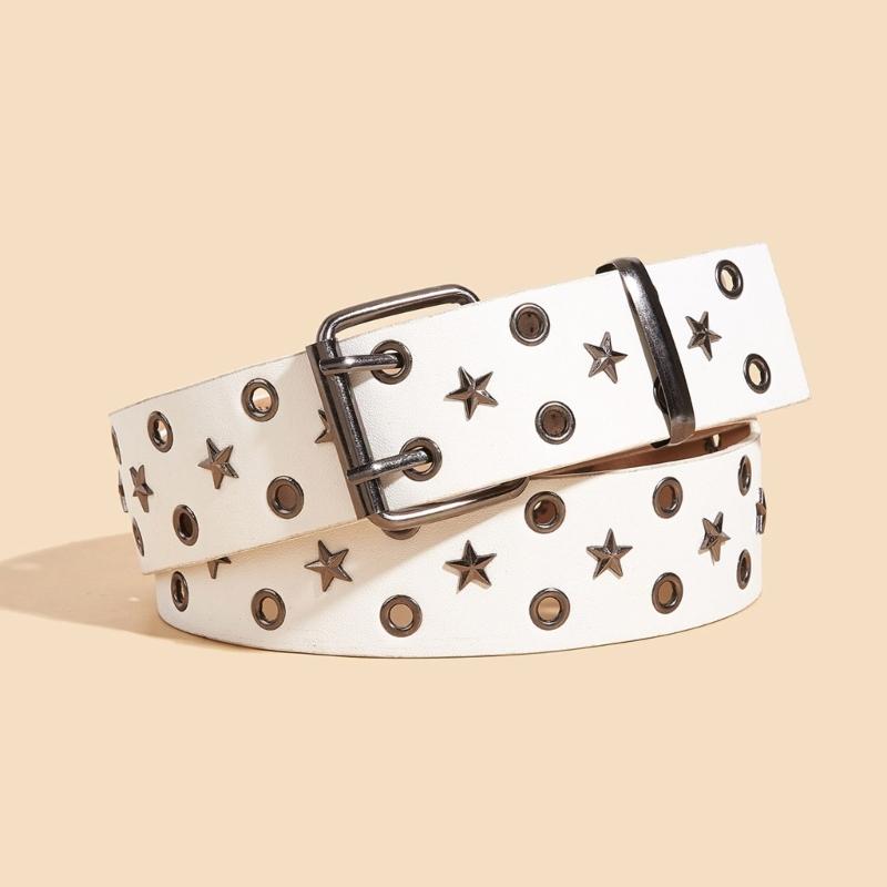 Grommet Waist Belt Punk Star Charm Skinny Chain for Cowboy Grunge Buckle Modern Waistband Waist Chain Studded Belt