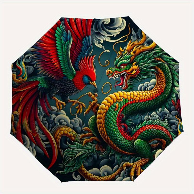 

1pc Mythical Creatures Artwork Automatic Open/close Folding Umbrella, Compact Portable Travel Umbrella, Perfect Birthday/Christmas, Cute Umb