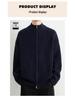 Men's Stand Collar Double Zipper Cardigan Sweater - High-End Lazy Style for Autumn and Winter