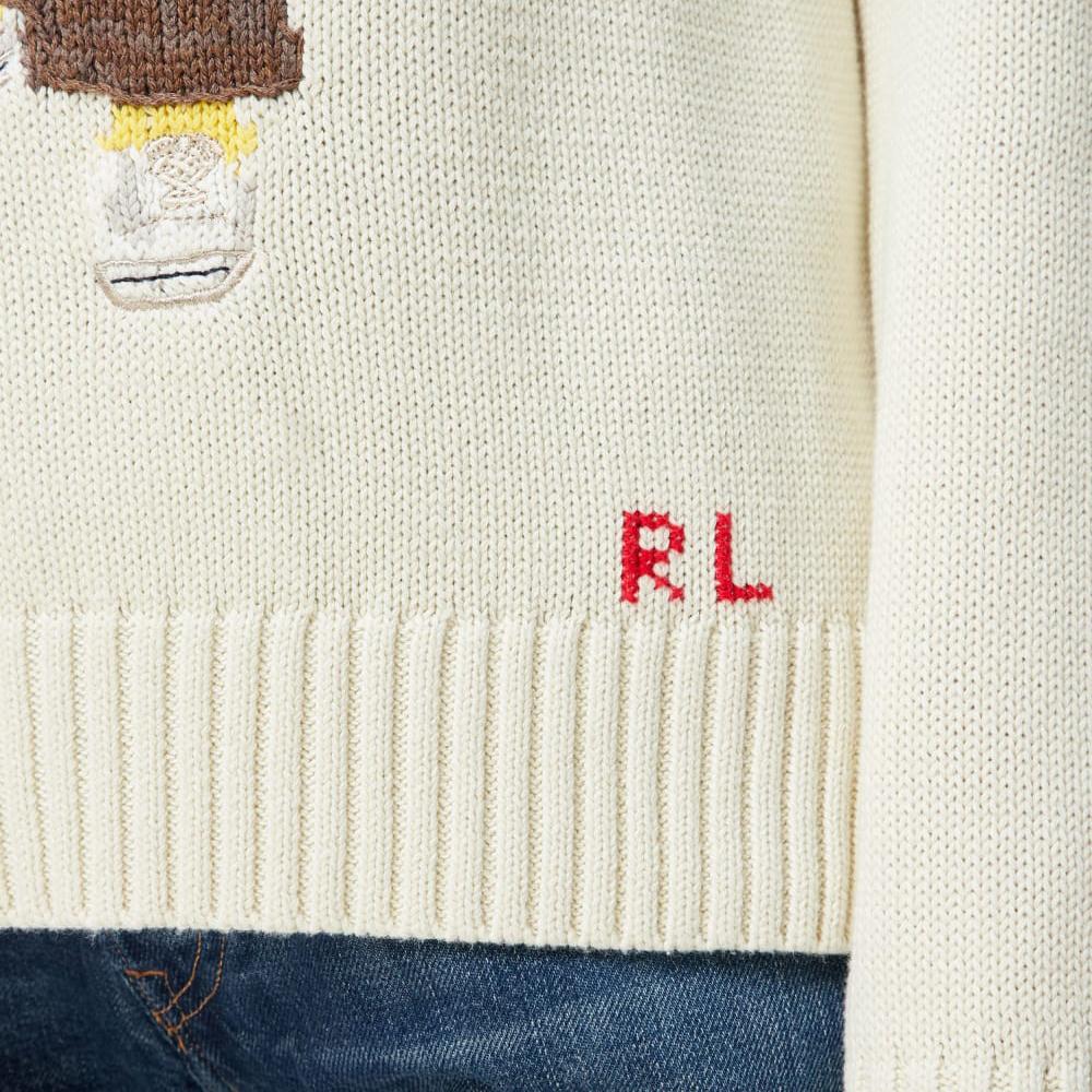 Polo Ralph Lauren Cartoon Loose Pullover Round Neck Long Sleeve Sweater Women sweater Off-White 211910427001