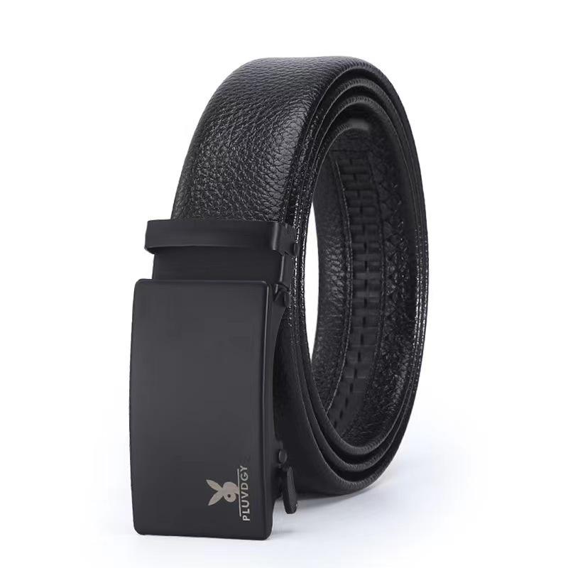 Men’s Automatic Buckle Leather Belt with Customizable Logo - Perfect for Business and Casual Wear