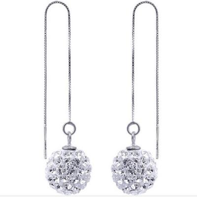 925 Sterling Silver Crystal Ear Thread Stud Earrings Korean Earrings Fashion Jewelry Silver Jewelry for Women