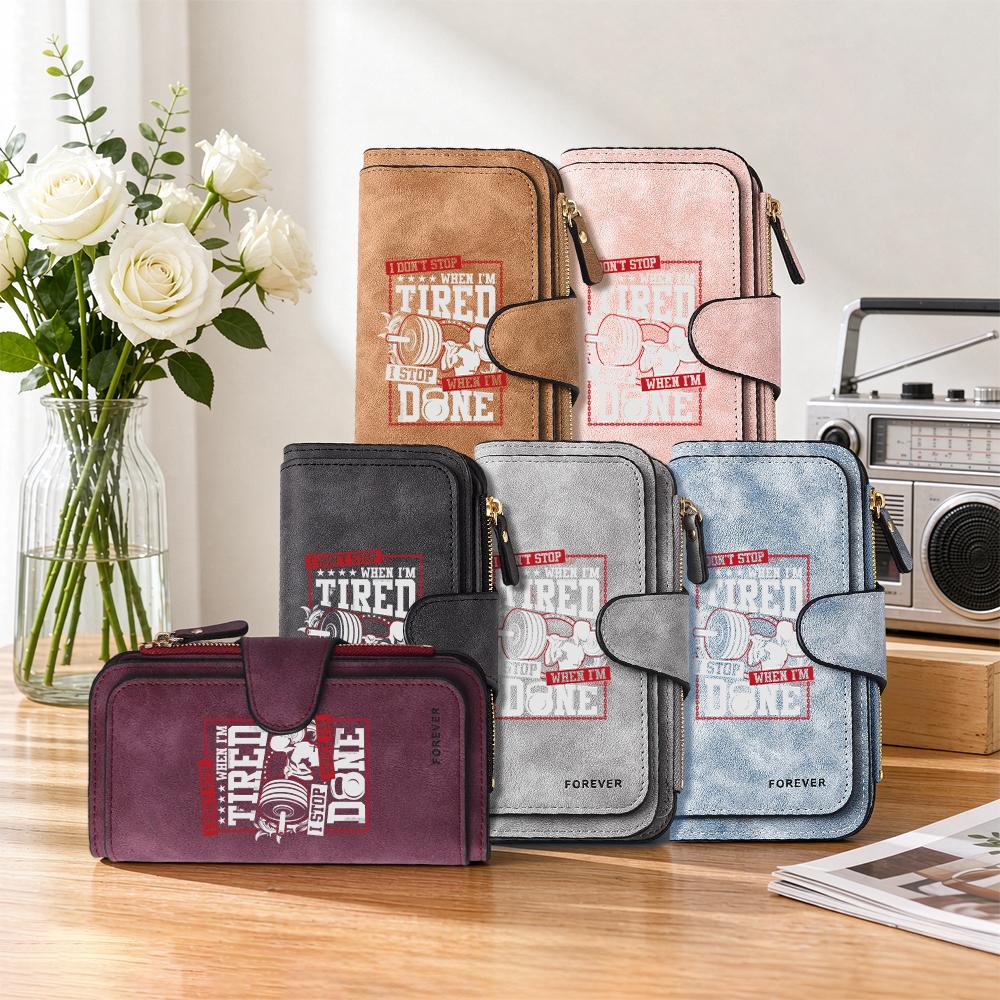 Fitness Motto Pattern Long Wallet Durable Card Cash Daily Use Purse