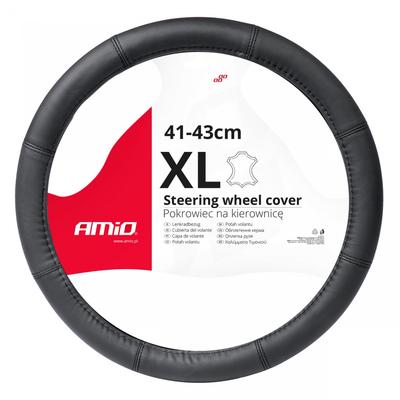 Leather Car Steering Wheel Cover XL 41-43cm SWC-48-XL AMIO-03548