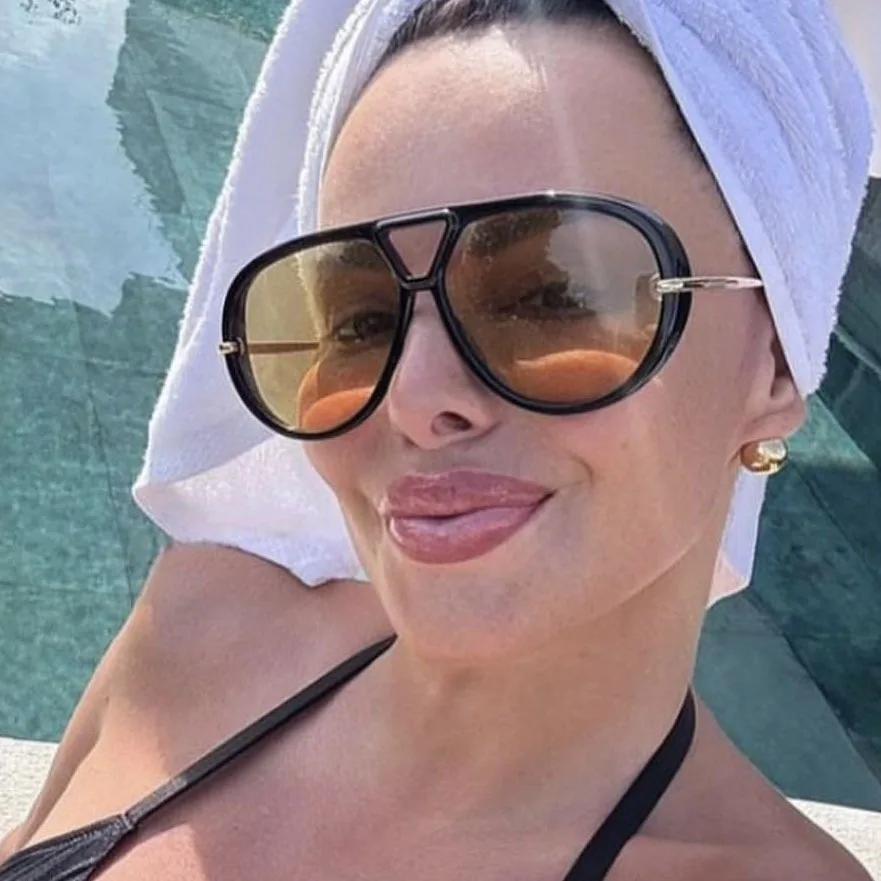 Oversized Round Sunglasses For Women Fashion Large Size Yellow Lens Sun Glasses designer luxury UV400 Protection Glasses