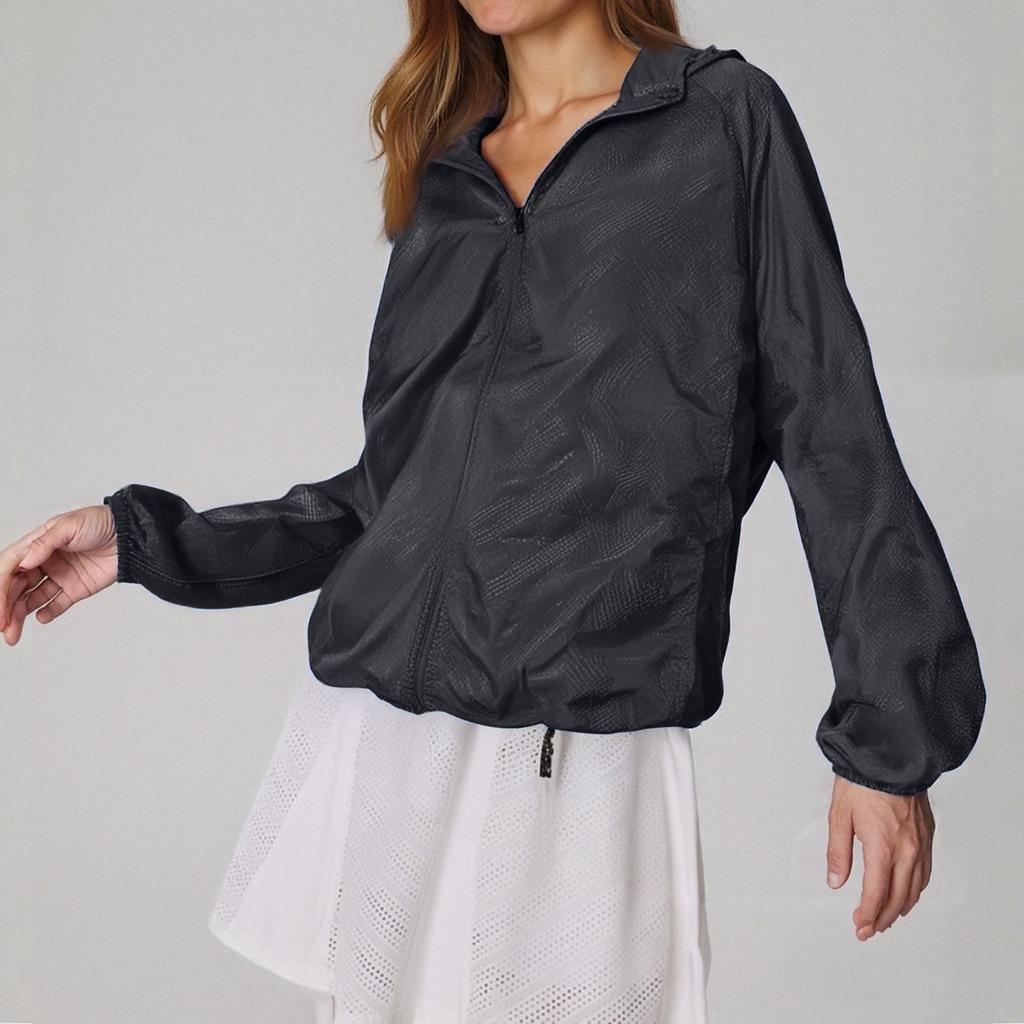Women's Solid Colored Hooded Long Sleeved Jacket, Windbreaker, Sun Jacket, Outdoor Sports Jacket