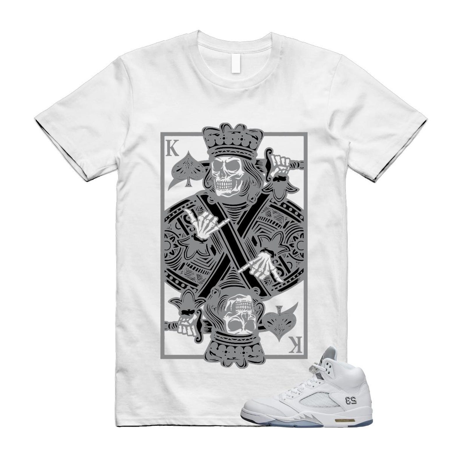 5 White Metallic Silver Black T Shirt Match KC 4XL