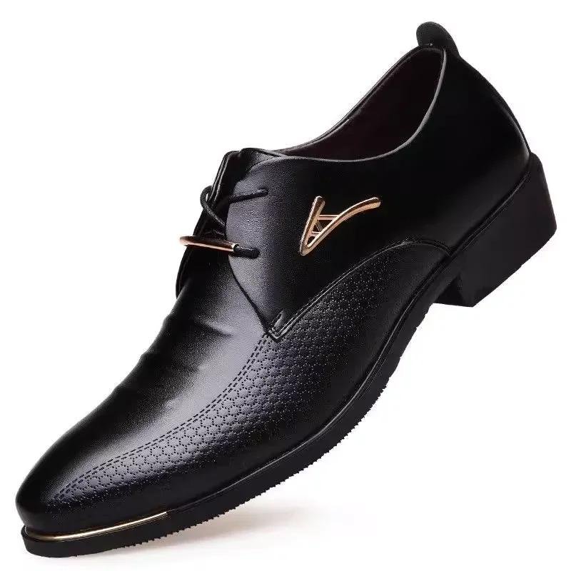 FashionPointed Toe Brown Dress Shoes Man Black Social Shoe for Men Italian Cheap Clearance Legitimate Leather 39 High Quality Fashion