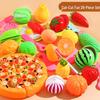 Kids' Pretend Play Kitchen Set: Vegetables, Pizza, and Fruit Cutting Fun