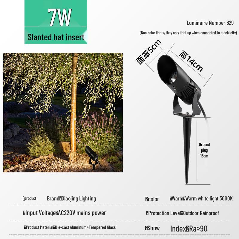 Waterproof Outdoor LED Spotlight for Trees and Gardens - Landscape Lawn Light with Ground Stake, 24V Floodlight