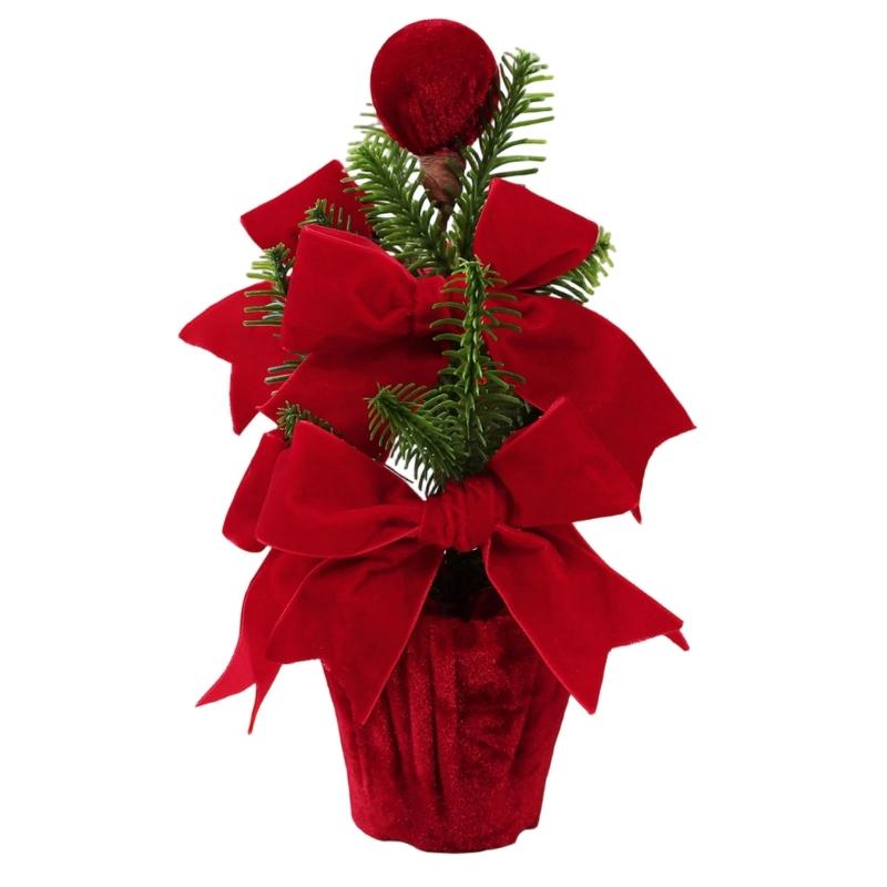 Christmas Shelf Ornament Fabric Potted Plant Table Decoration for Entryway Tables, Desk Styling and Holiday Dining Rooms Home