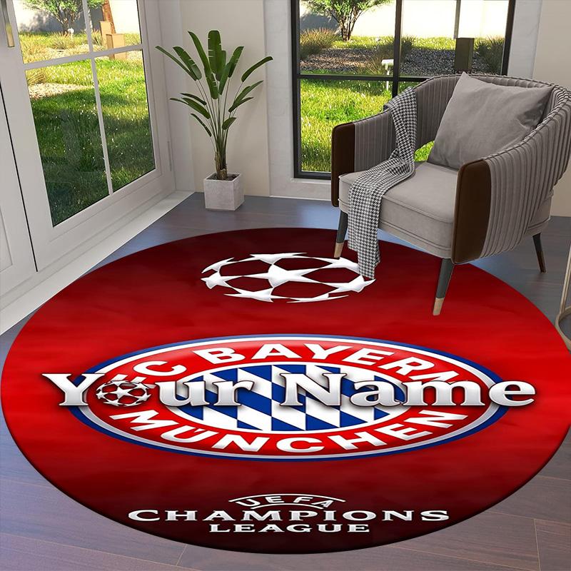 Bayern Munich Fan Gear Custom Name Round Area Rug Carpet Rug For Living Room Bedroom Sofa Playroom Decor Nonslip Floor Mat