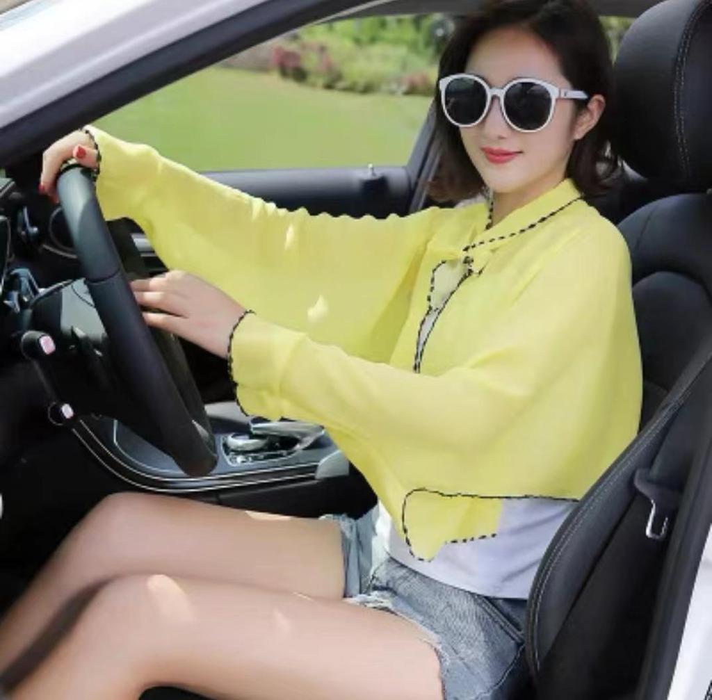 Damen Langarm Chiffon Sonnenschutzschal mit Rüschen - Atmungsaktiv und leicht für das Radfahren