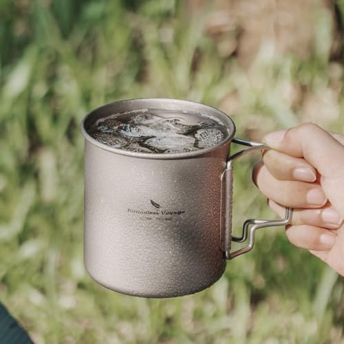 Boundless Voyage Titanium Mug, 420ml Single Cup, Titanium Cup, Camping Cup, Outdoor, Covered with Lid, Ti3025D