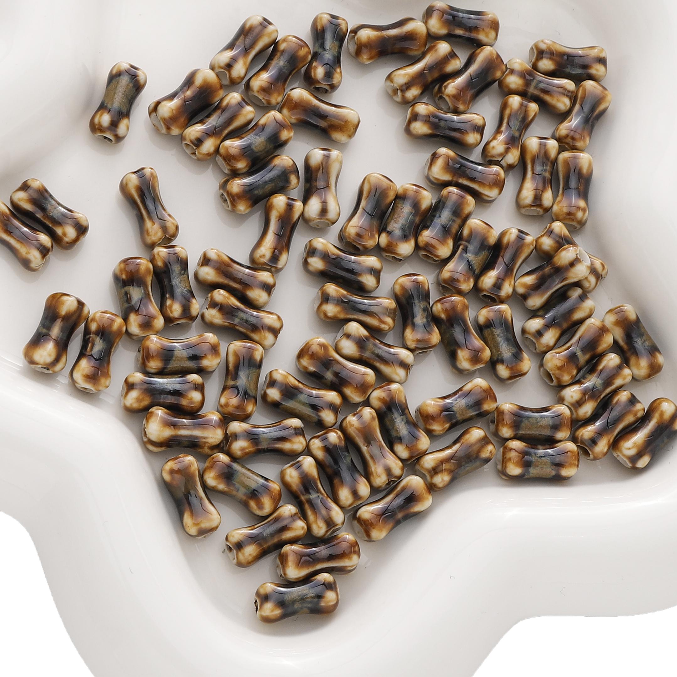 

2-10 шт. Керамические бусины ручной росписи костяной интервал разбросанные бусины для самостоятельного изготовления браслетов ожерелий ювелирных изделий 2pcs коричневый/глубокий